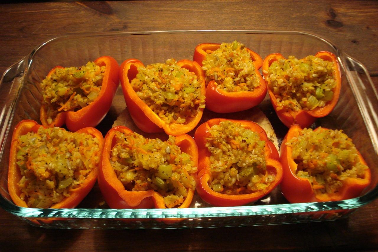 Spicy Brown Rice Stuffed Peppers