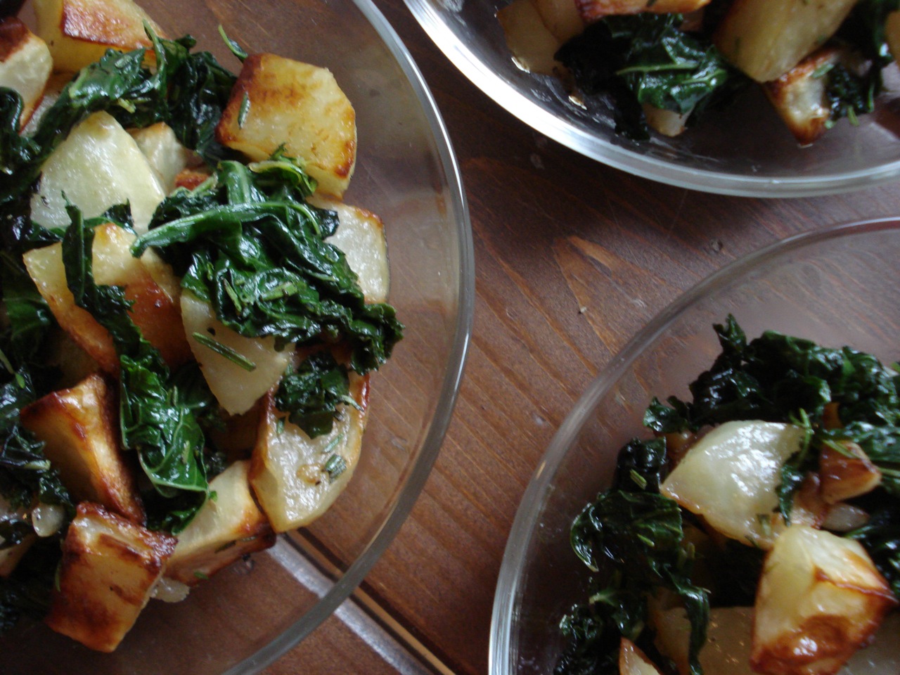 Potatoes w/ Swiss Chard, Rosemary & Garlic